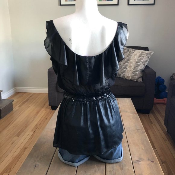 Black Feminine Dressy Smart Set Top | Size S - Picture 3 of 13